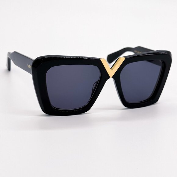 NEW VALENTINO SUNGLASSES WOMEN BLACK V-GOLD-II VLS-161A EYEWEAR VALENTINO